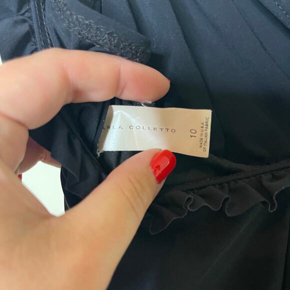 KARLA COLLETTO Black Ruffle Twist V-Neck Silent Underwire One-Piece Swimsuit 10 - Picture 6 of 8